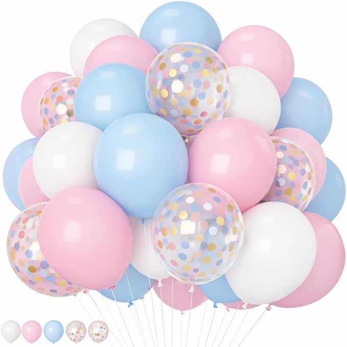 HILAVO Pink and Blue Balloons 12 Inch Pastel Light Baby Blue Pink