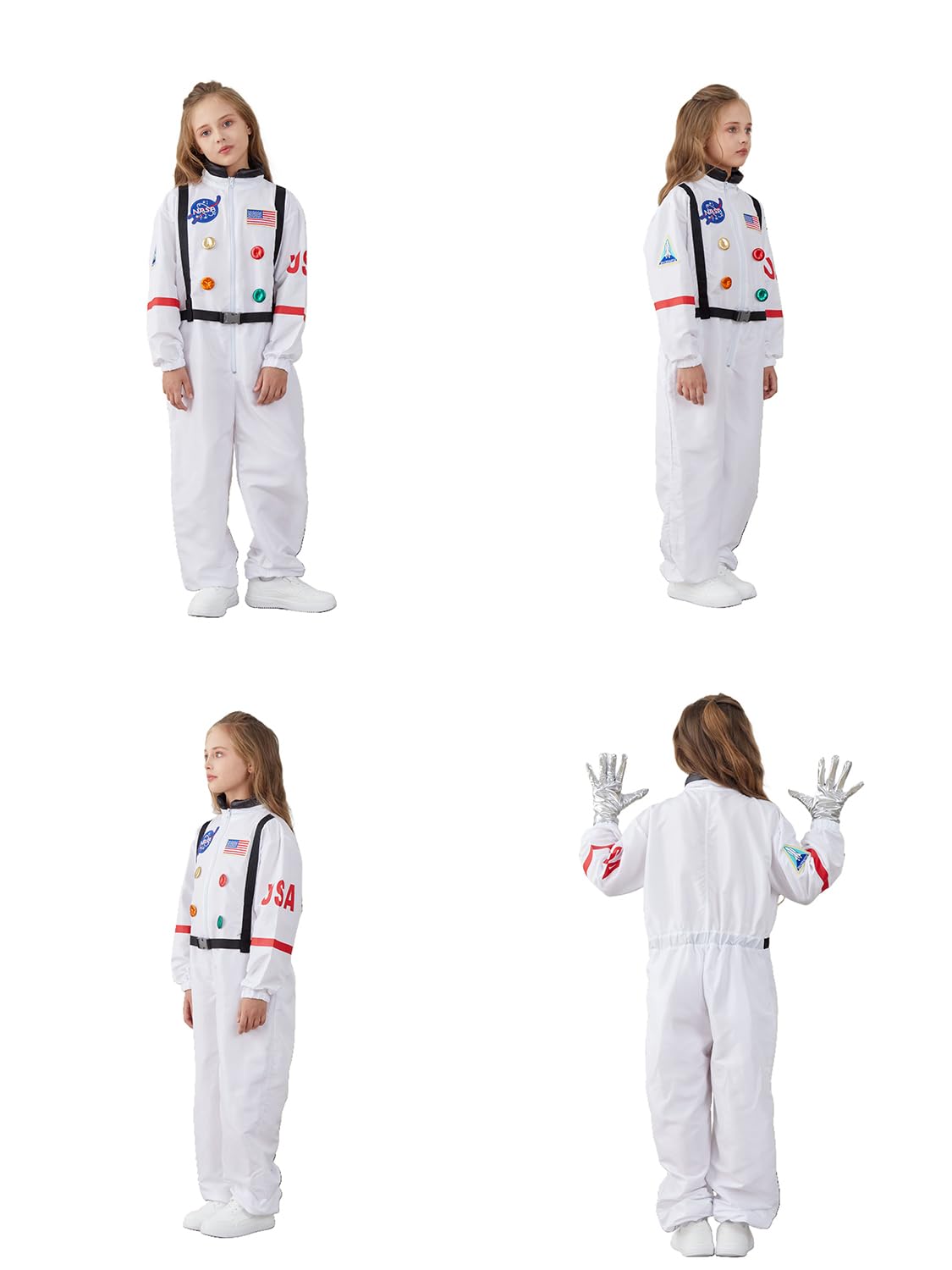 Kids Astronaut Halloween Costume Set, Boys Girls Space Suit