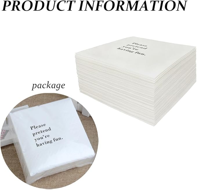 Funny Cocktail Napkins 100Pcs Please Pretend You're Having Fun Paper