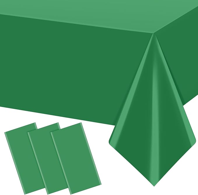 3Pcs Green Tablecloths for Rectangle Tables,Disposable Plastic Table