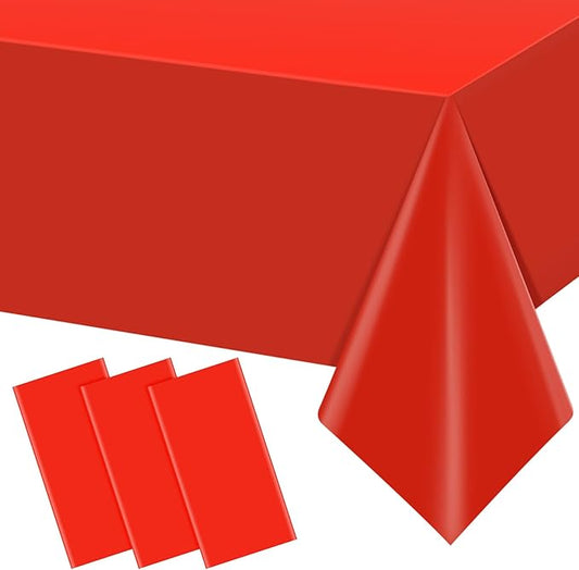 3Pcs Red Rectangle Tablecloths,Disposable Plastic