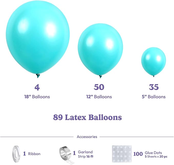 HOUSE OF PARTY Metallic Teal Balloon Garland - Teal Metallic Balloons