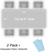 QIKSION Light Blue Plastic Table Cloth Disposable 2 Pack, 54 x 108