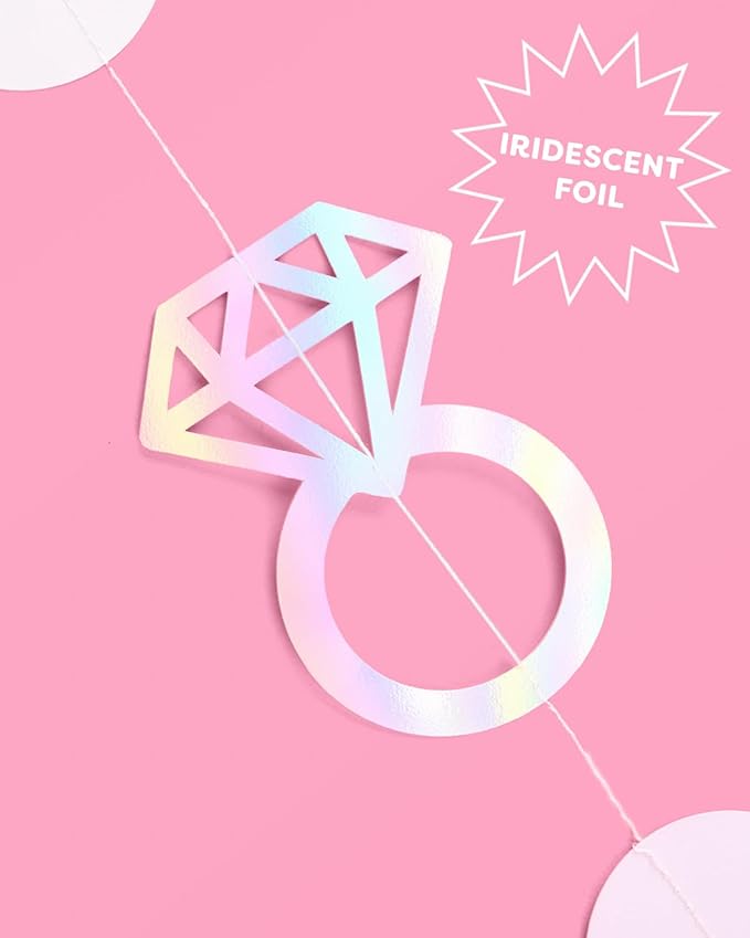 xo Fetti Iridescent Engagement Ring Garland 4 pcs 12' Bachelorette