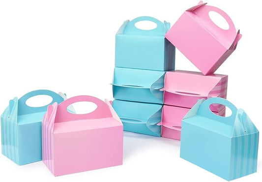 Pink and Blue Happyhiram Party Favor Boxes 12 Pcs for Gender Reveal
