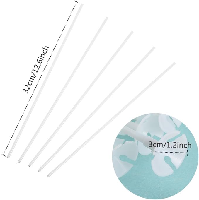 PP OPOUNT Upgraded Version 100 Pieces White Plastic Balloon Sticks