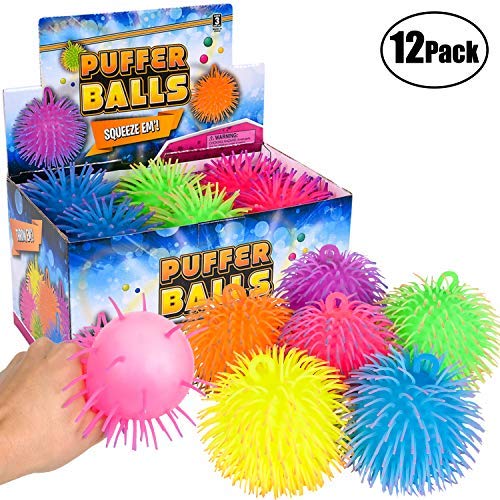 Bedwina Puffer Balls (Pack of 12) - Squishy Balls for Kids Neon Party