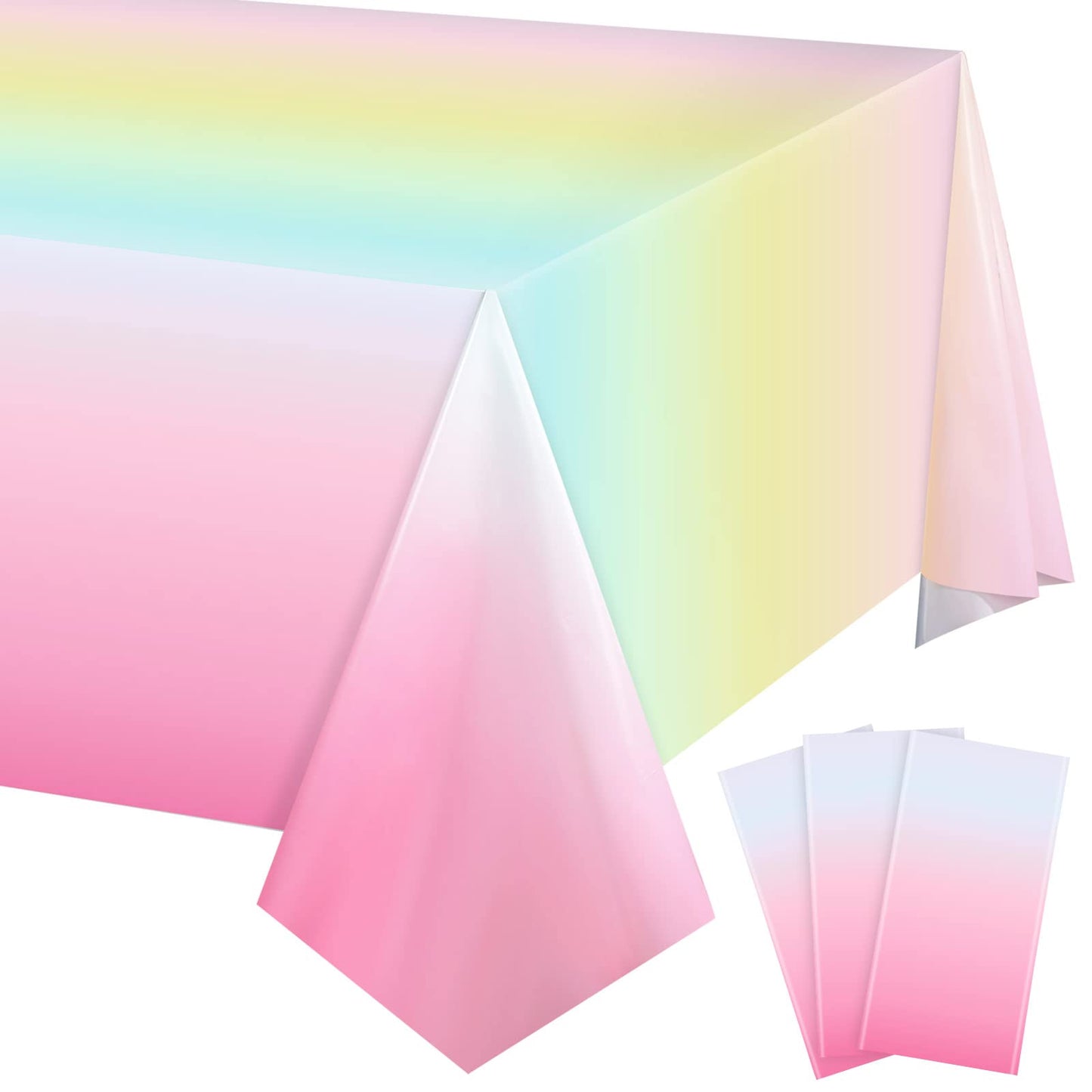 Riakrum Pastel Rainbow Tablecloths Plastic Tablecloth Rainbow Party