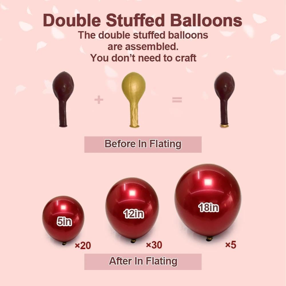 Burgundy Balloons Double Stuffed Wine Red Rose Red Balloon Arch Kit