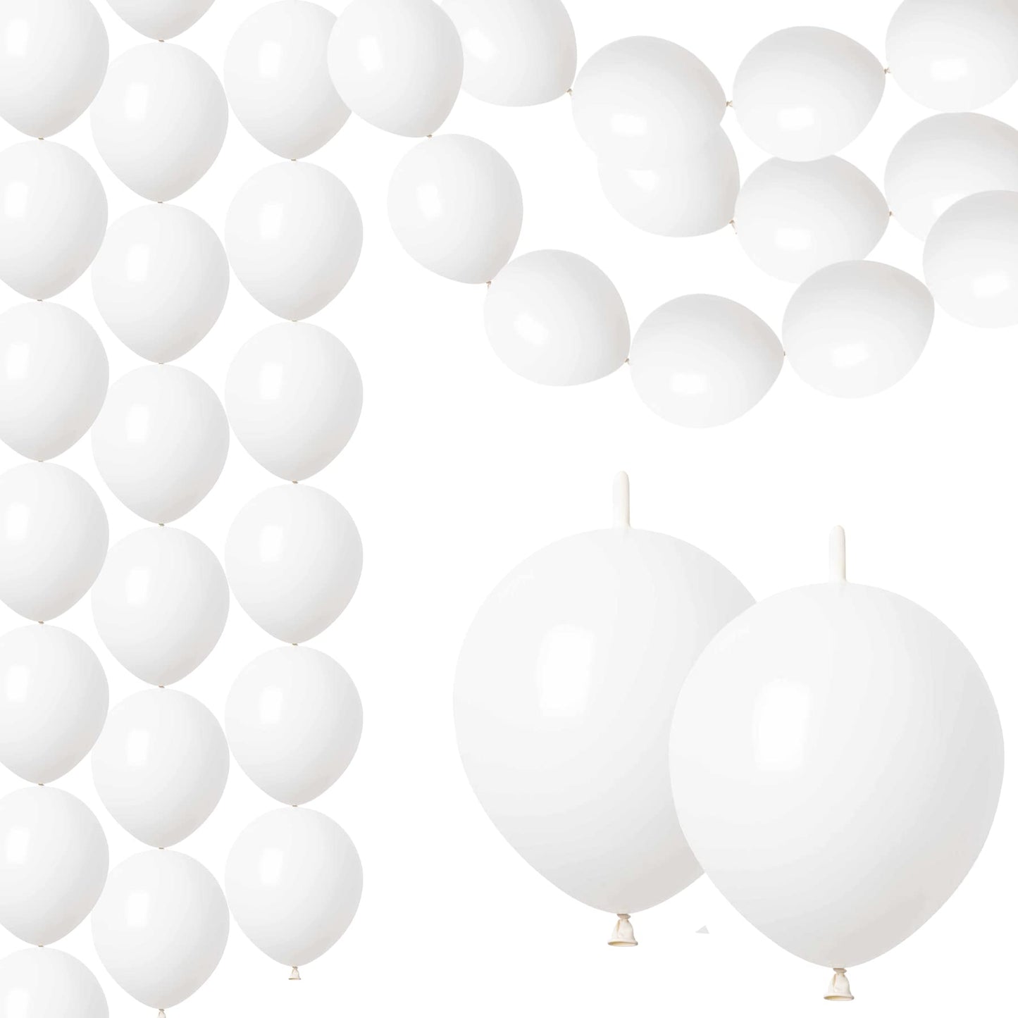 ADIDO EVA Link Balloons White 12 Inch Quick Link Latex Balloon 80 Pcs