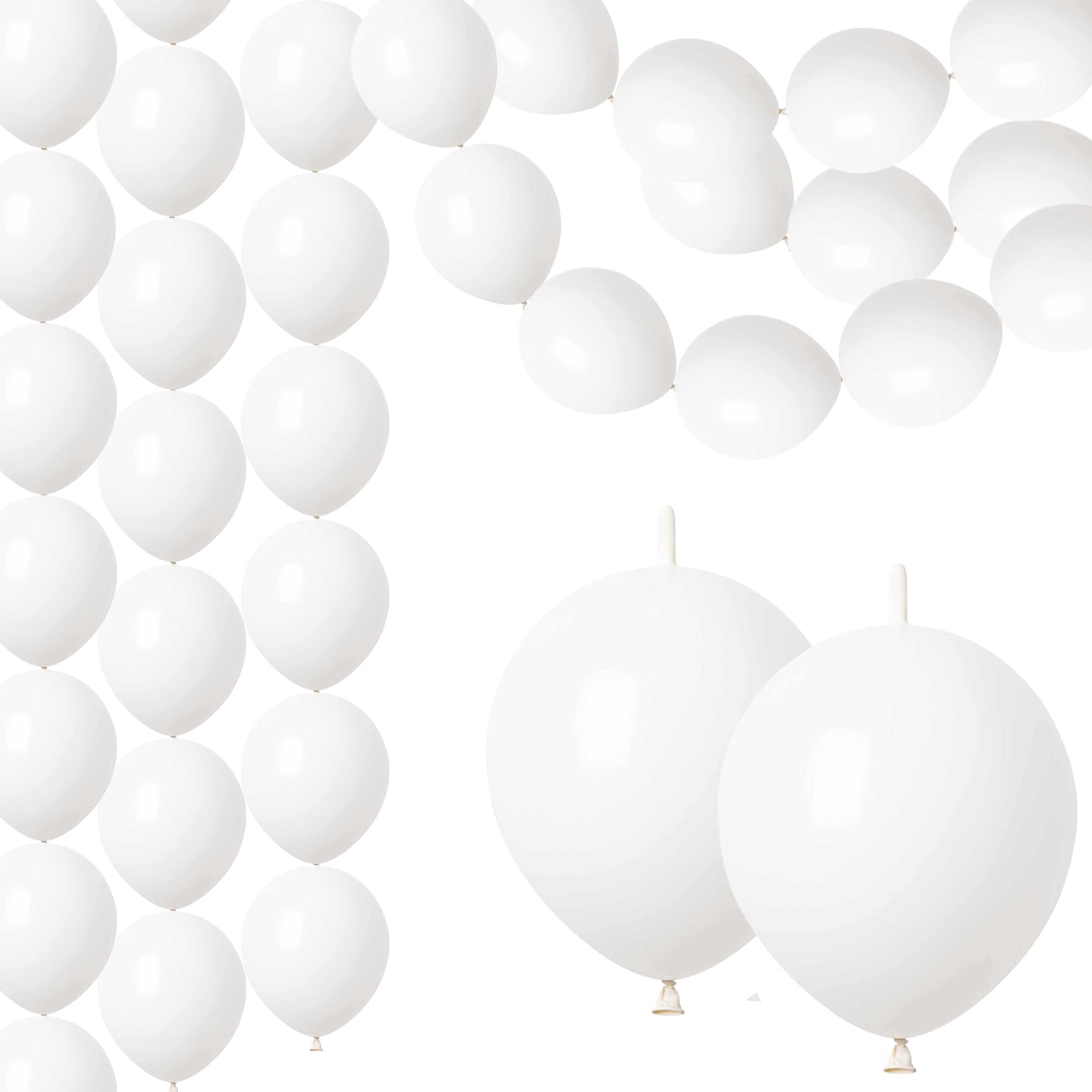 ADIDO EVA Link Balloons White 12 Inch Quick Link Latex Balloon 80 Pcs