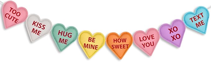 Valentine's Day Heart Garland Felt Banner Decorations for Mantle