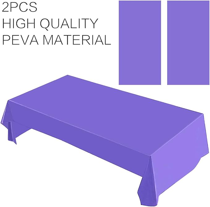 2 Packaging Purple Plastic Tablecloth, 54 inch x108 inch Rectangular