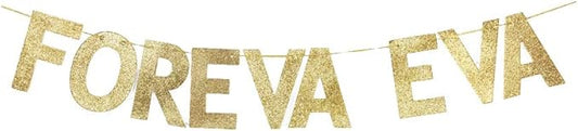 Foreva Eva Gold Glitter Paper Banner, Wedding/Engagement/Valentine's