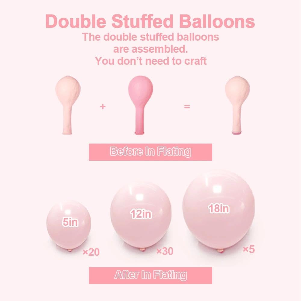 Pastel Pink Balloon Garland Double Stuffed Baby Pink Balloons Arch