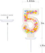 Number 5 Birthday Candle - Colorful Macaron Candles, 5 Candle