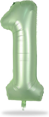 Sage Green 1 Balloons, 40 Inch Giant Olive Green Helium Foil Number