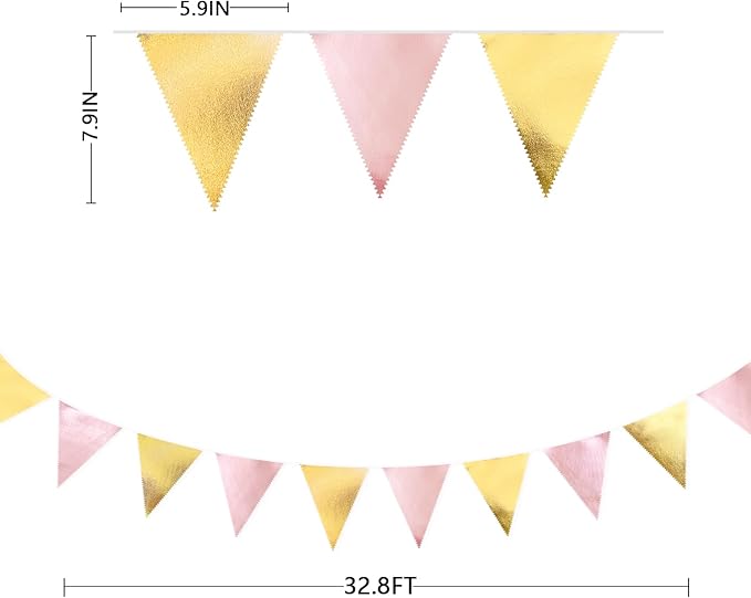 Pink Gold Party Decoration Metallic Fabric Light Pink Gold Triangle