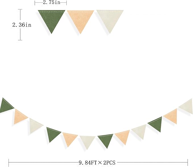 Sage Green Party Decorations Olive Green Tan Brown Cream Felt Hanging