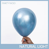 PartyWoo Metallic Light Blue Balloons 100 pcs Different Sizes of 18