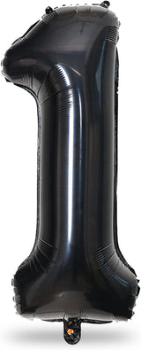 40 Inch Black Foil Balloon Number 1, Giant Self Inflating Number