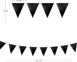 Black Party Decorations Triangle Pennant Banner Flag Black Metallic