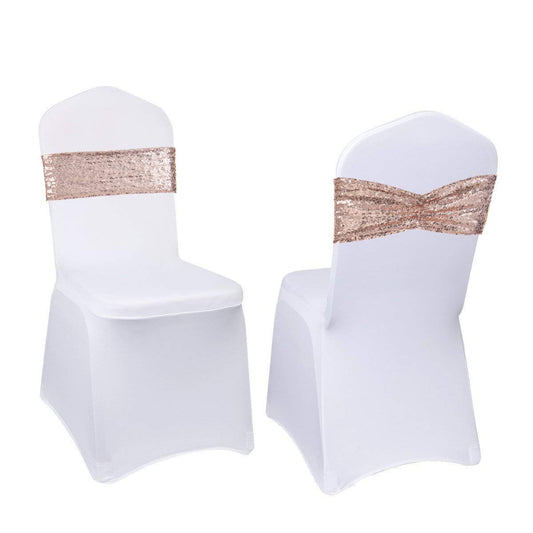 Eternal Beauty Set of 20 Sequin Sashes Bow Rose Gold Chair Sashes for