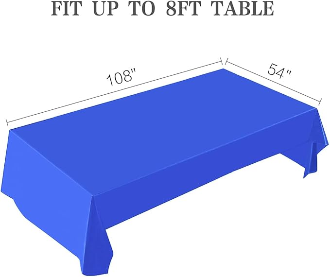 2 Packaging Blue Plastic Tablecloth, 54 inch x108 inch Rectangular