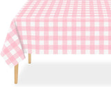 QIKSION Pink Gingham Tablecloth Disposable 12 Pack, 54 x 108 Inch