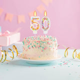 50th Birthday Candle for Cake, Colorful Macaron Numeral Candles for