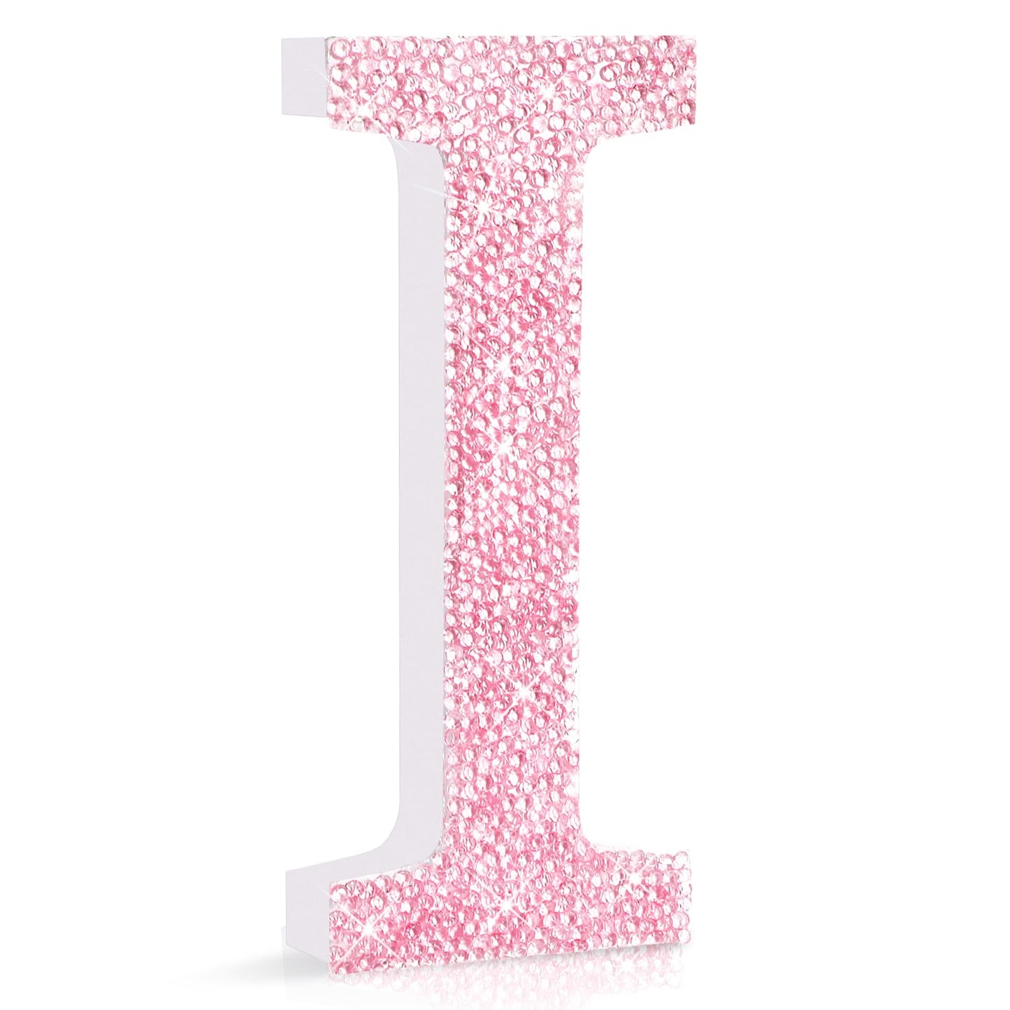 Qunclay Pink Crystal Diamond Letter Wall Decor, Glitter Wooden Bling