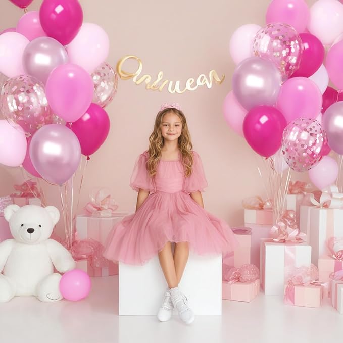 Zesliwy Pink Balloon Hot Pink Balloons Set, 50pcs 12inch Pastel Light