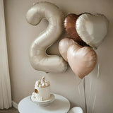 Large Number 2 Balloons, 40'' Beige Nude 2 Balloon with Foil Cream