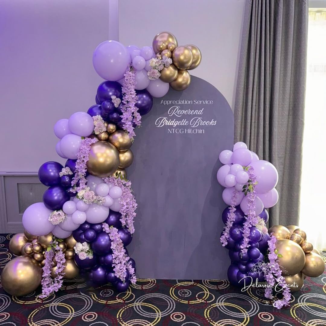 Purple Balloon Garland Arch Kit, 162pcs Dark Purple Lavender Light