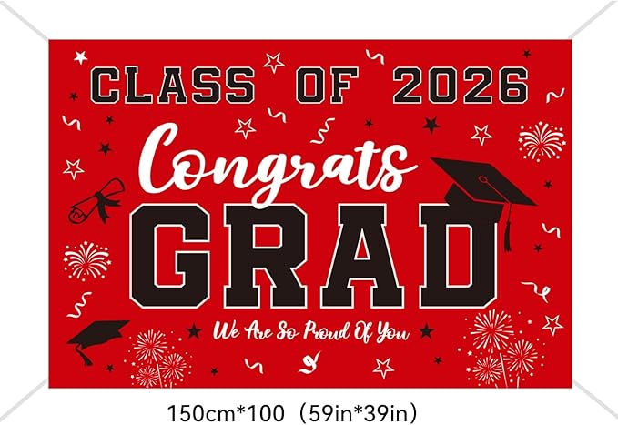 Graduation Decorations 2026 Red Set, Congrats Grad Decor Set with