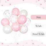 60pcs Pink Bow Balloons 12inch with Pink White Clear Bow Balloons for