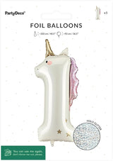 Unicorn Number 1 Balloon PartyDeco 36.5 Inch Holographic Foil 1st