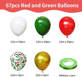 Christmas Balloons, 67pcs 12 Inch Red and Green Balloons, Red Green