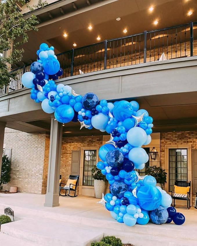 Bezente Blue Balloons Set,60pcs 12 inch Metallic Blue Pearl Blue Navy