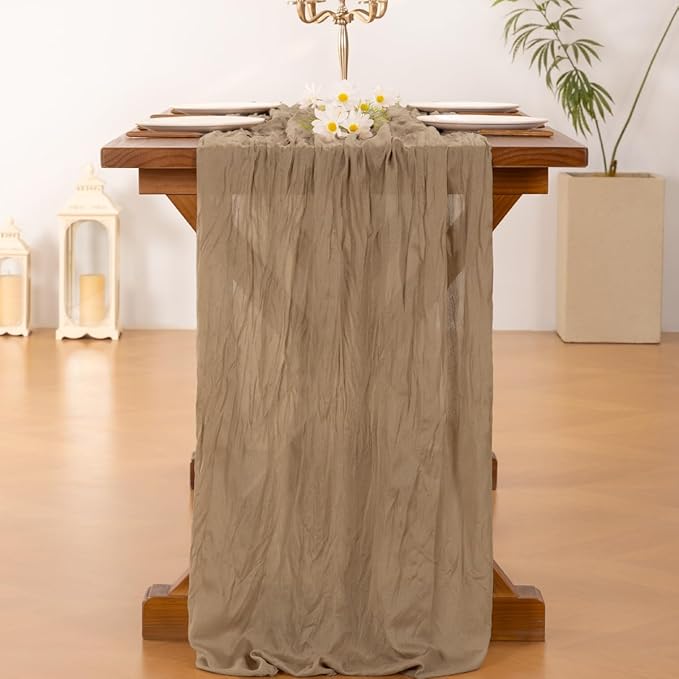 15pcs Nude Brown Cheesecloth Table Runner Valentine's Day Boho