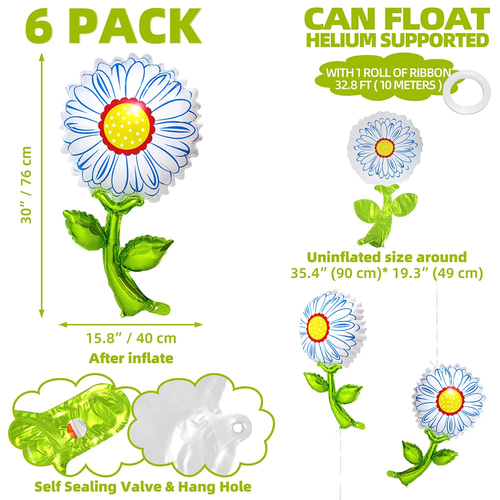 Cute 3D Daisy Flower Balloon Wedding Garland Groovy Boho Daisy Party