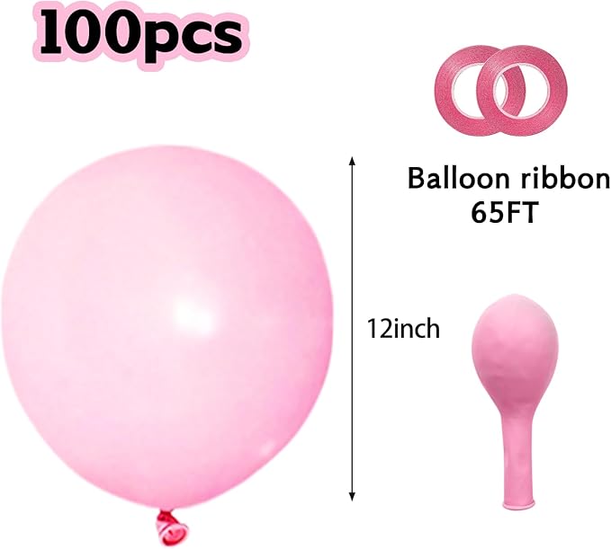 Pastel Pink Balloons 12 Inch 100 Pack light Pink Latex Balloons Baby