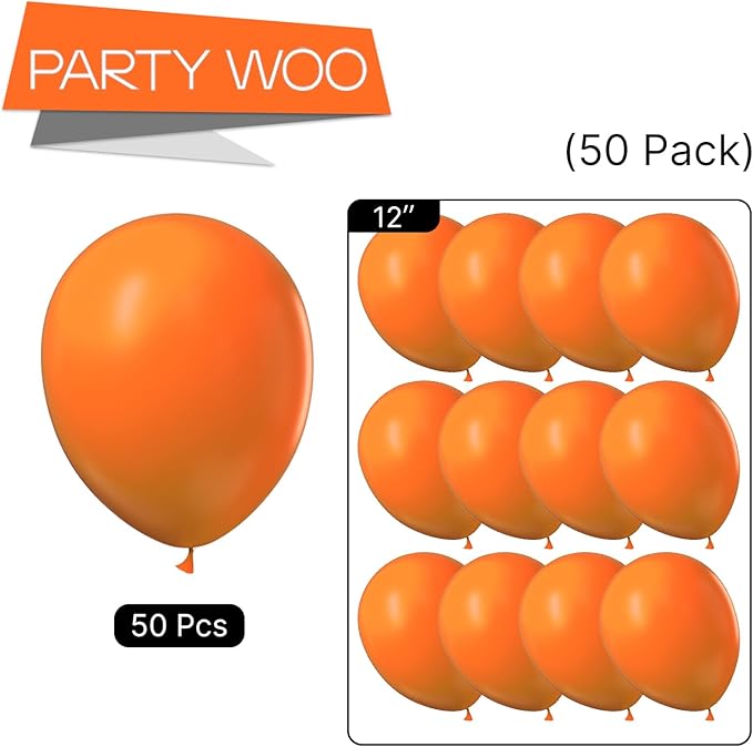 PartyWoo Orange Balloons 50pcs 12 Inch Fall Latex Helium Balloons for