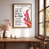 Newspapers Wall art Trendy Retro Bar Cart Decor Feminist Wall Art New
