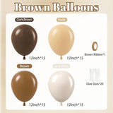 60pcs Brown Balloons 12inch with Dark Brown Coffee Nude Sand White