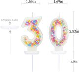 30th Birthday Candle for Cake, Colorful Macaron Numeral Candles for Wo
