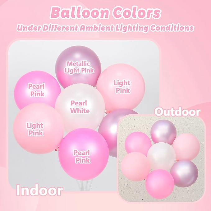 Light Pink and White Balloons, 60pcs 12inch Pearl Light Baby Pink