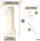 KatchOn, Cream Number 1 Balloons for 1st Birthday - Giant 40 Inch |