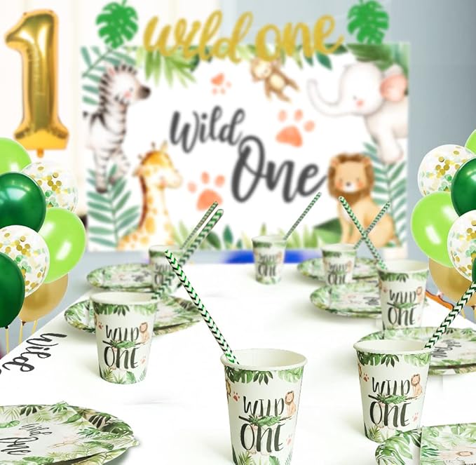 Wild One Birthday Decorations Jungle Theme Party Supplies Tableware