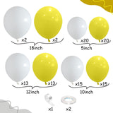 Yellow and White Balloon Arch Kit, 100pcs Matte Yellow White Balloon